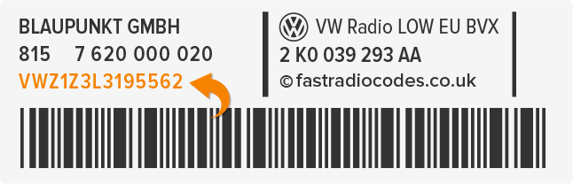  VW Radio Code Serial Label | VWZ | Volkswagen 